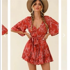 Princess Polly The Louie Romper Red Wrap